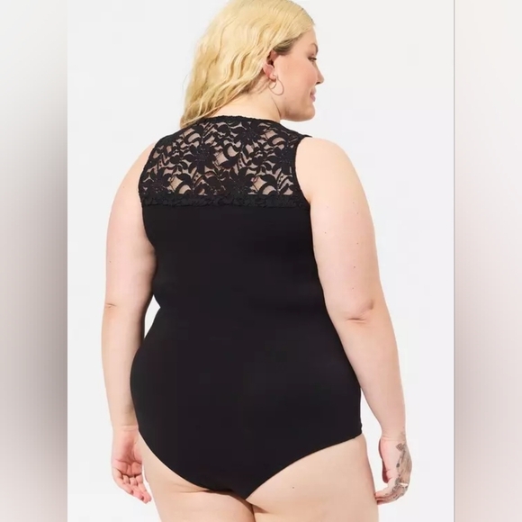 Torrid Super Soft Lace Sweetheart Bodysuit Deep Black 3x New - Picture 3 of 11